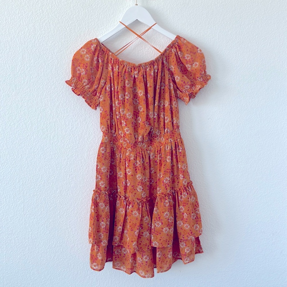 WAYF Orange Daisies Dress